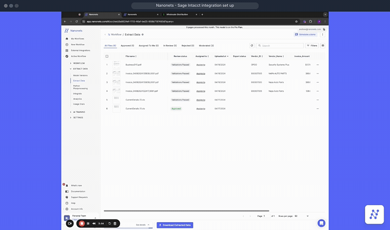 Here's how to connect Nanonets with Sage Intacct
