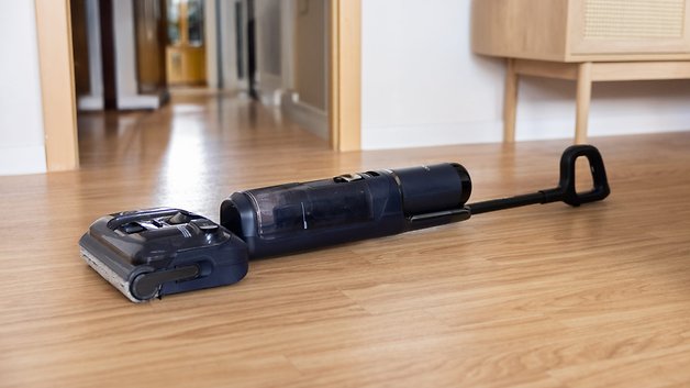 Tineco one floor S7 extension electric vacuum cleaner on a wooden floor.