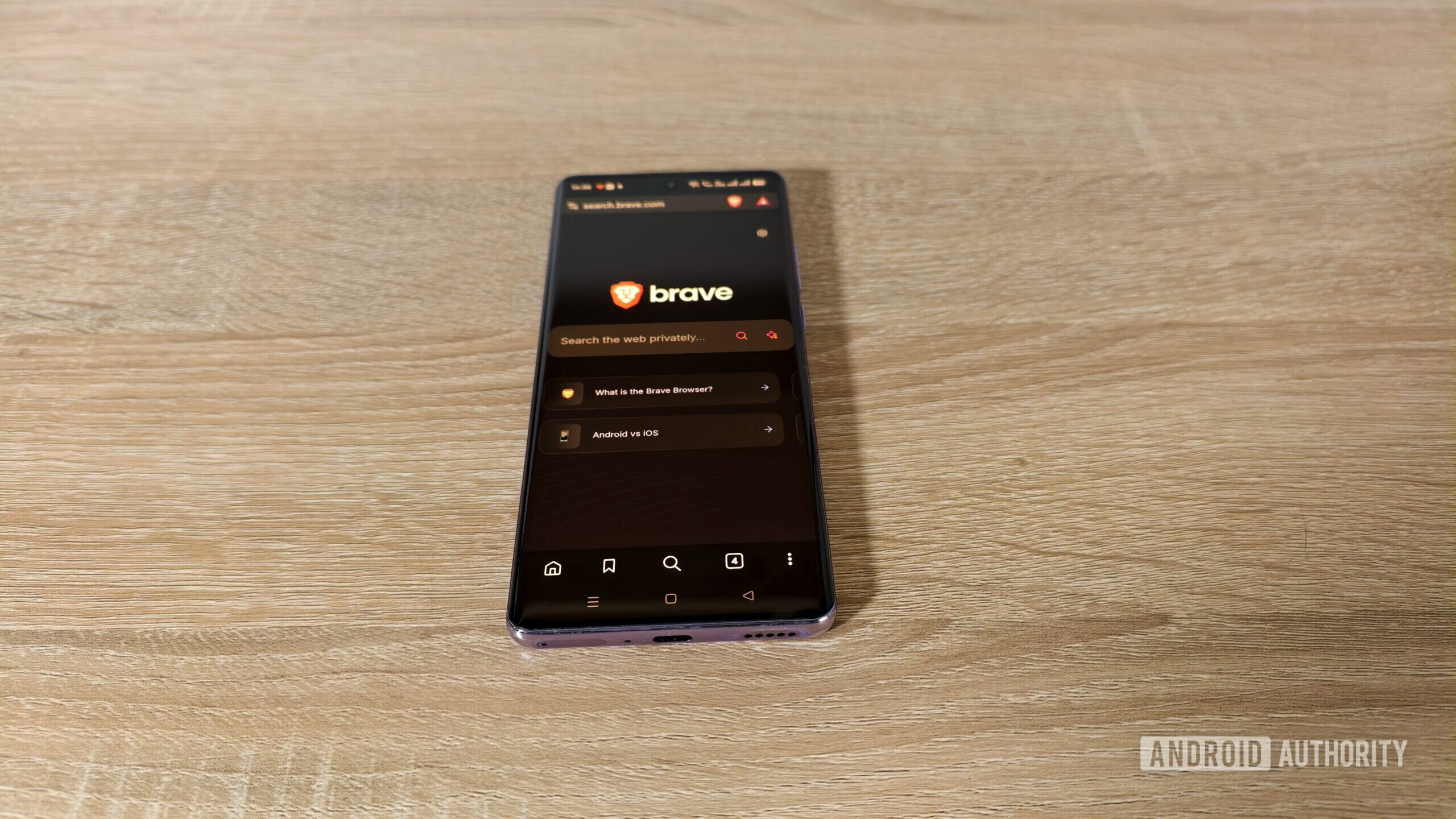 The brave mobile browser on the smartphone screen The brave mobile browser on the smartphone screen