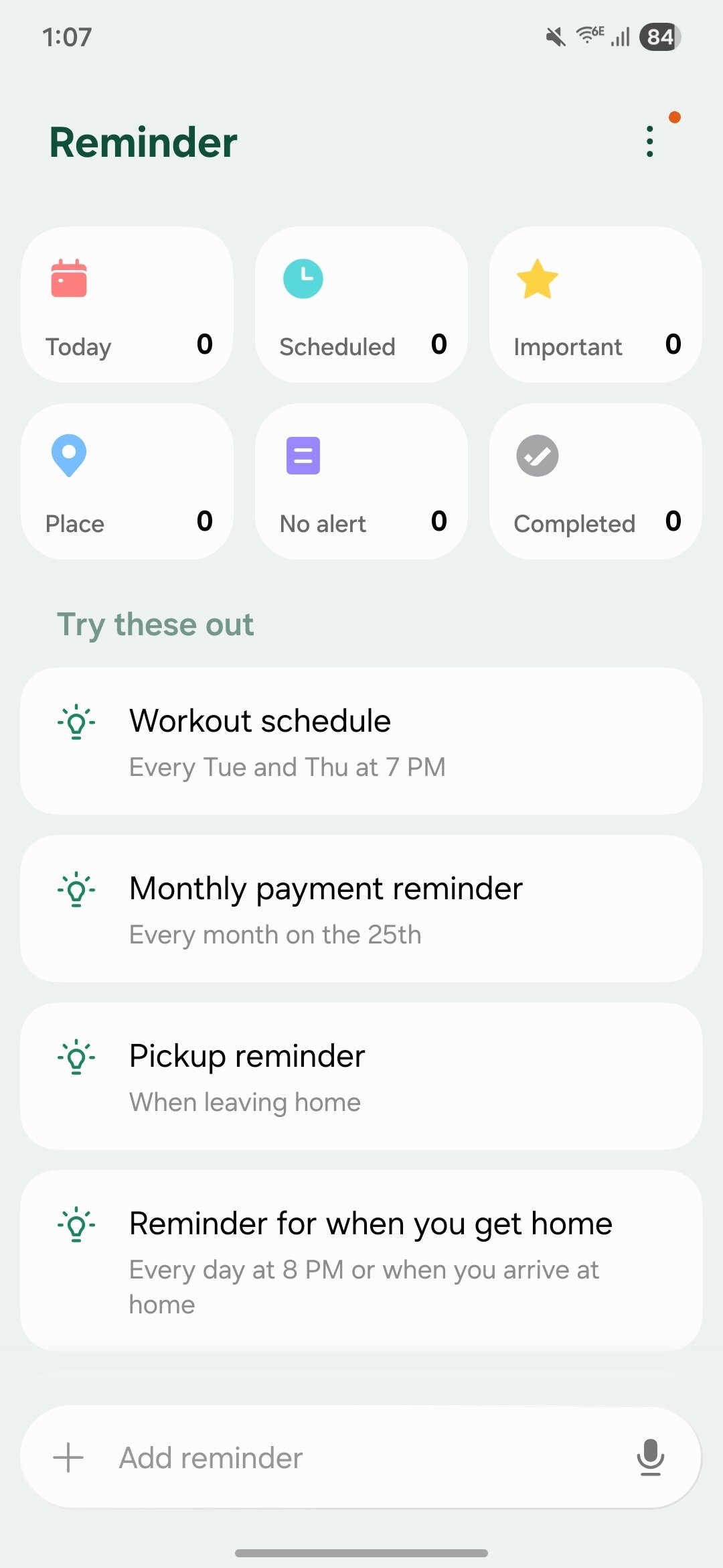 Samsung reminders app in One UI 8 Beta.