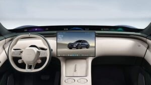 Xiaomi Yu7 Electric Suv and Interior with a panoramic screen.