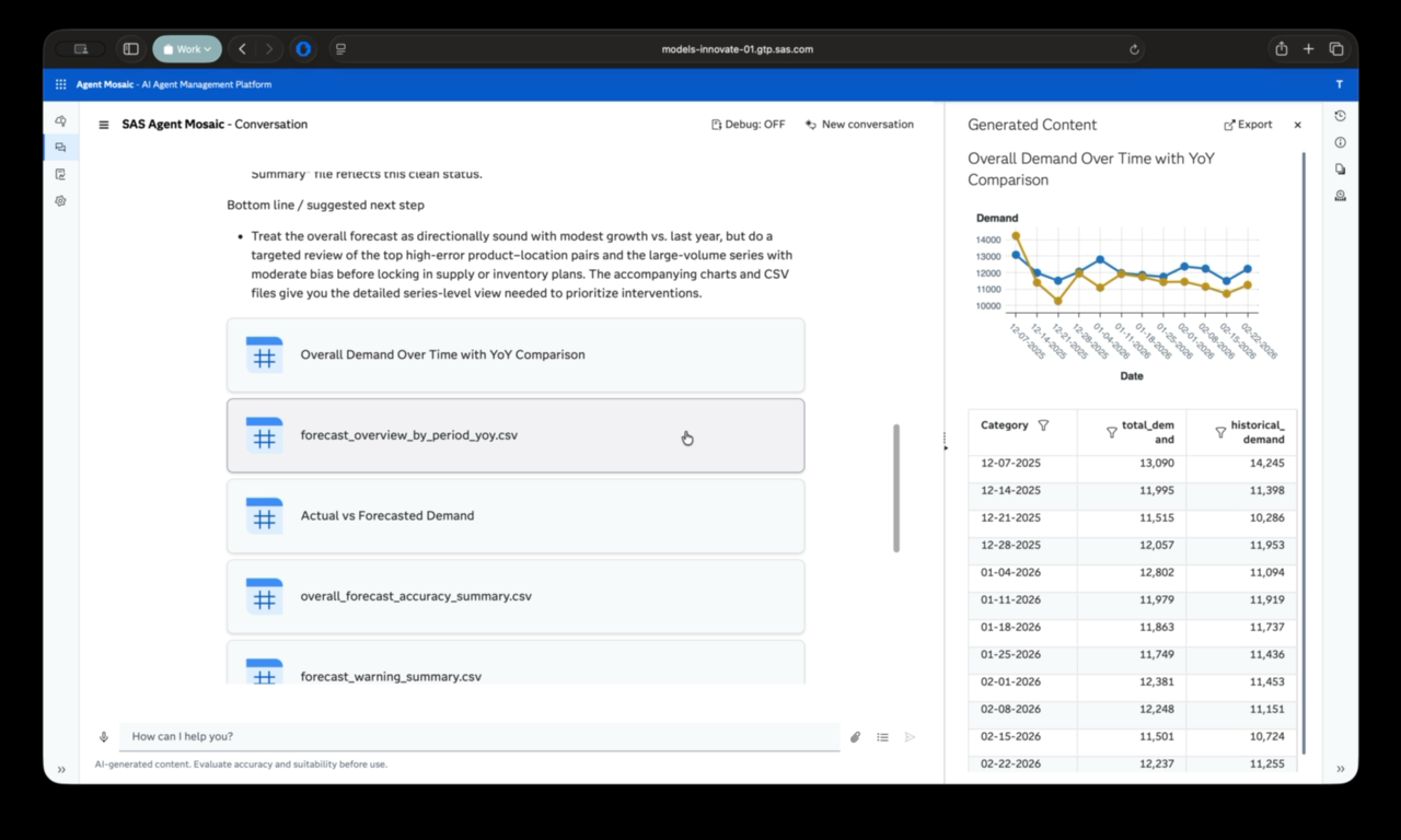 Screenshot of SAS Supply Chain Agent