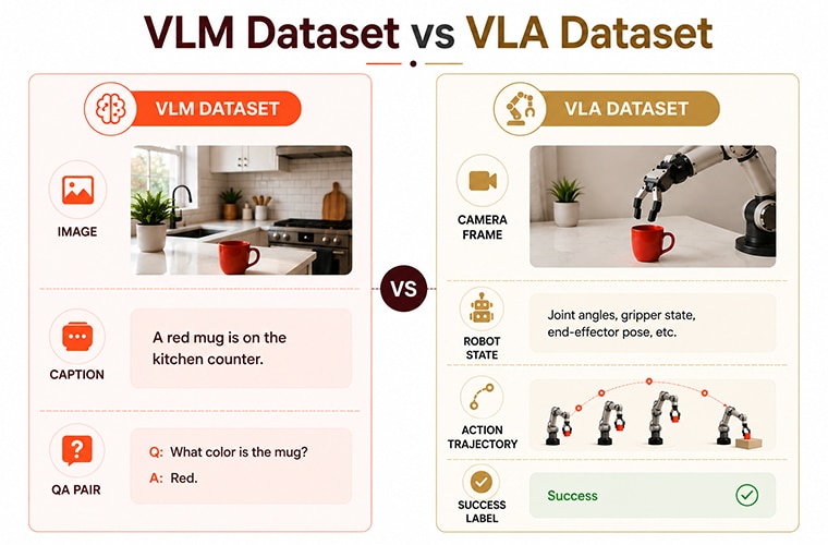How is VLM and VLA training data different?