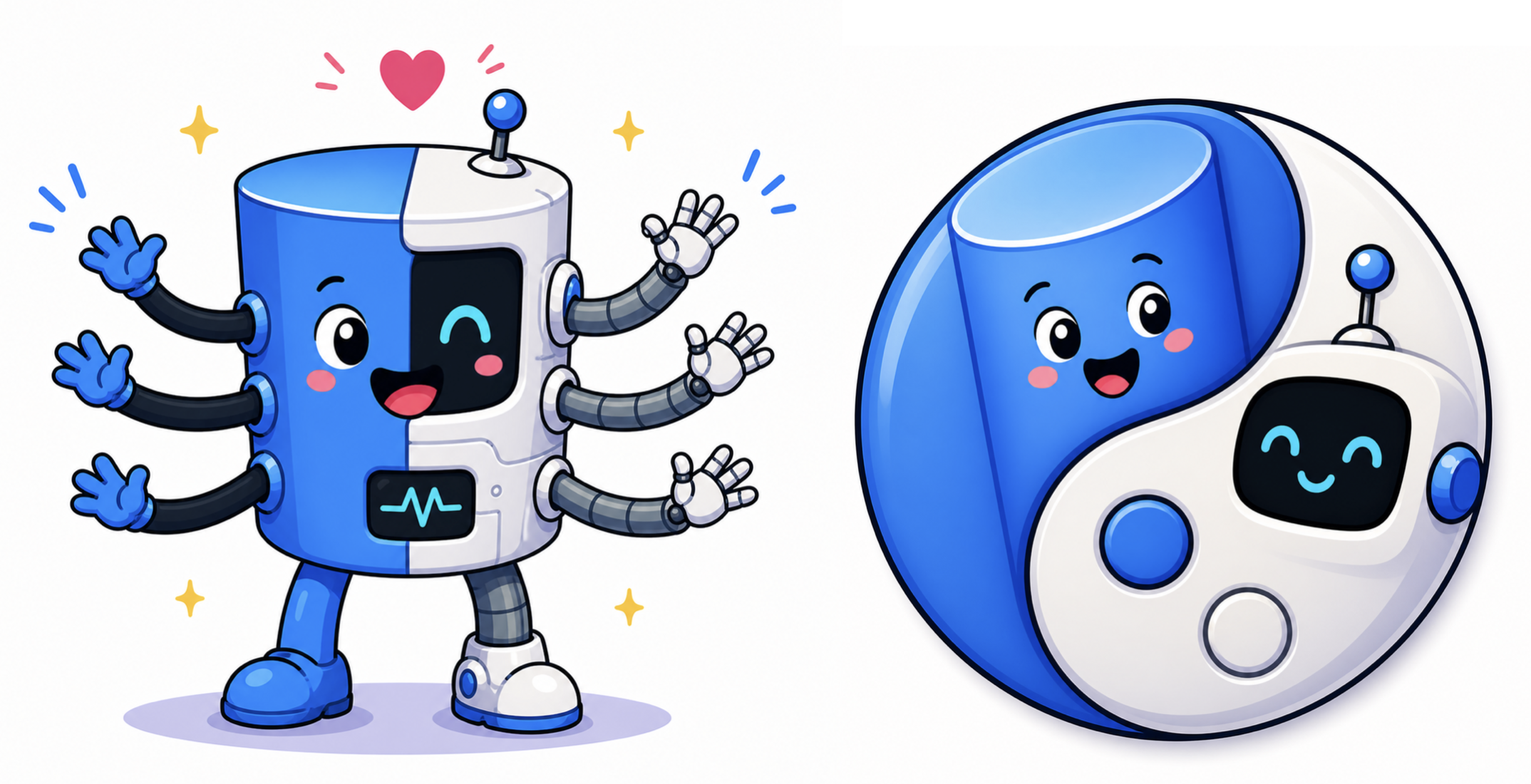 Intelligence is Free, Now What? Data Systems for, of, and by Agents – The Berkeley Artificial Intelligence Research Blog 9 A half-database, half-robot character next to a yin-yang symbol formed by a database and a robot agent